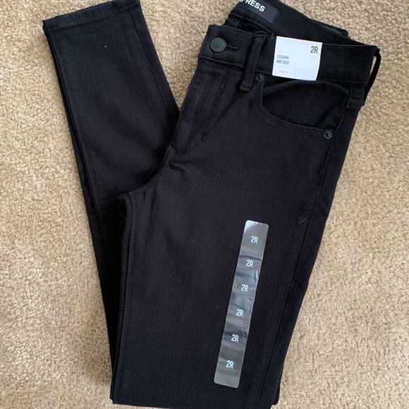 Express Mid Rise Leggings Jeans - Black